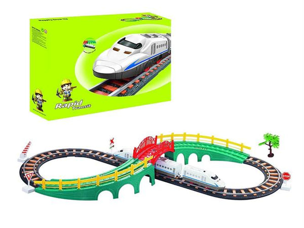 רכבת צעצוע חשמלית עם מסילה וגשר